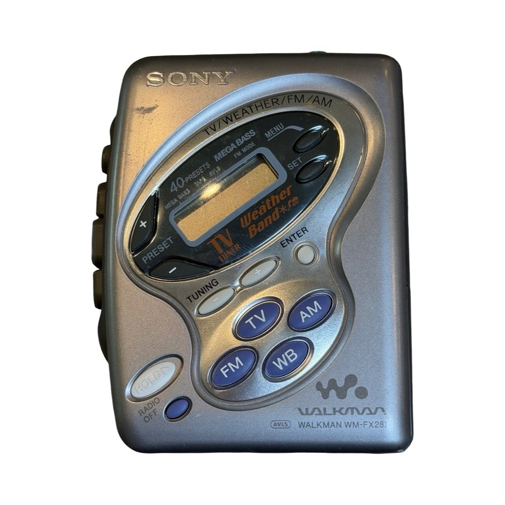 Sony Walkman WM-FX281 Portable Cassette Player TV Weather FM AM Radio Silver